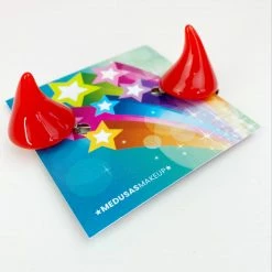 Medusa's Make-Up Devil Horns Hair Clips - Red Accessories