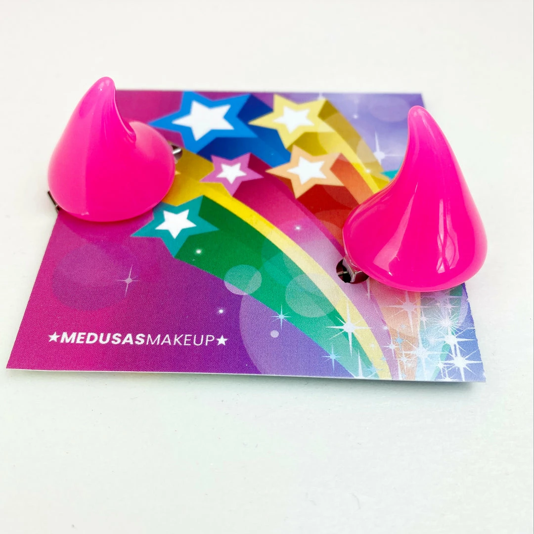 Medusa's Make-Up Accessories Devil Horns Hair Clips - Pink 1 Medusa's Make-Up Accessories Devil Horns Hair Clips - Pink