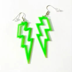 Medusa's Make-Up Lightning Bolt Earrings - Green