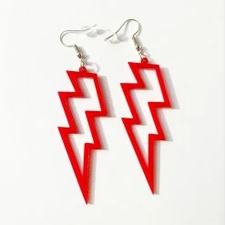 Medusa's Make-Up Accessories Lightning Bolt Earrings - Red