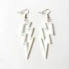 Medusa's Make-Up Lightning Bolt Earrings - White Accessories