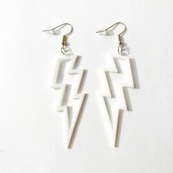Medusa's Make-Up Lightning Bolt Earrings - White Accessories